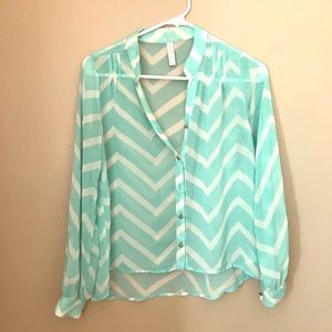 Teal Chevron Blouse